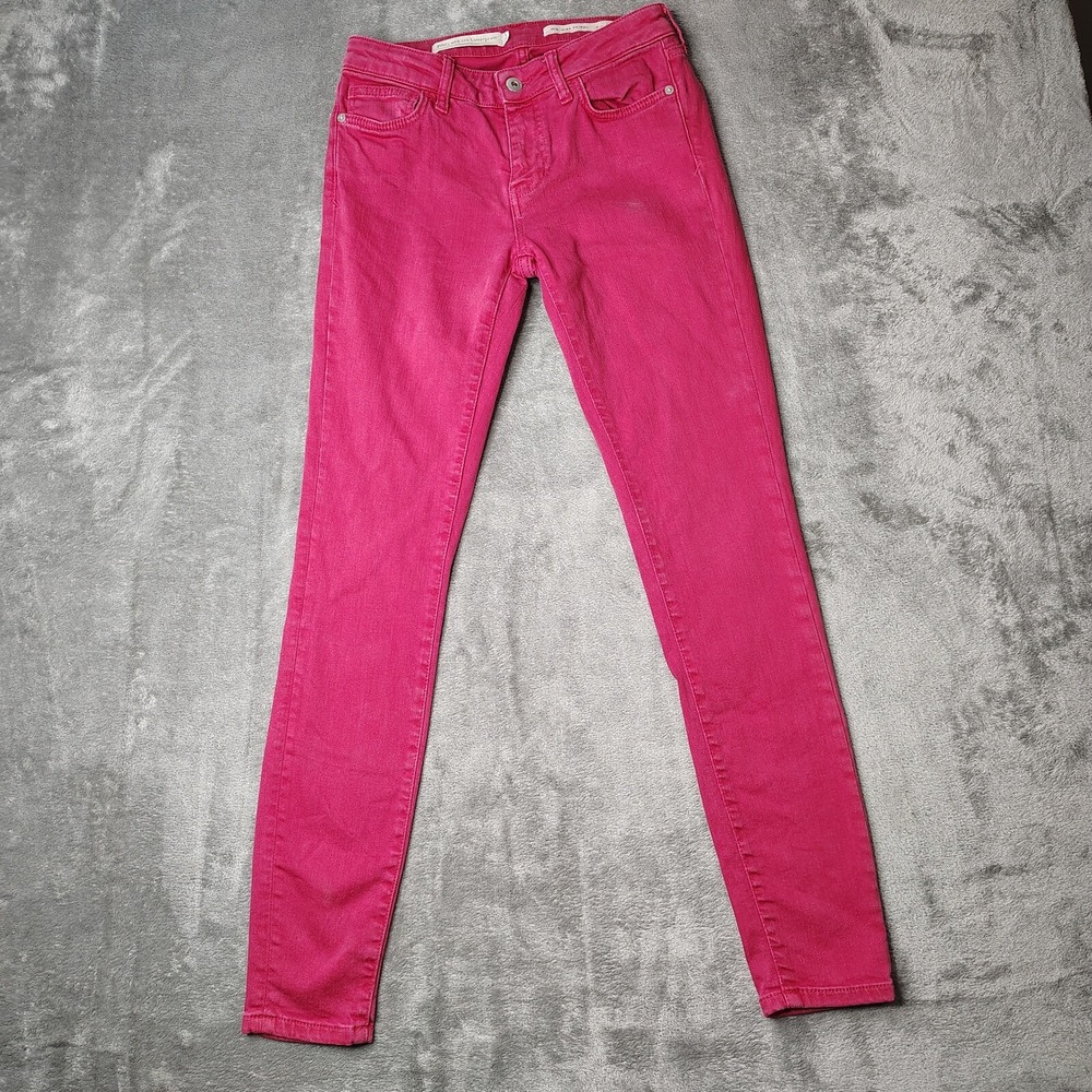 Pilcro and the Letterpress Mid-Rise Skinny Jeans Womens 25 Pink Stretch Denim